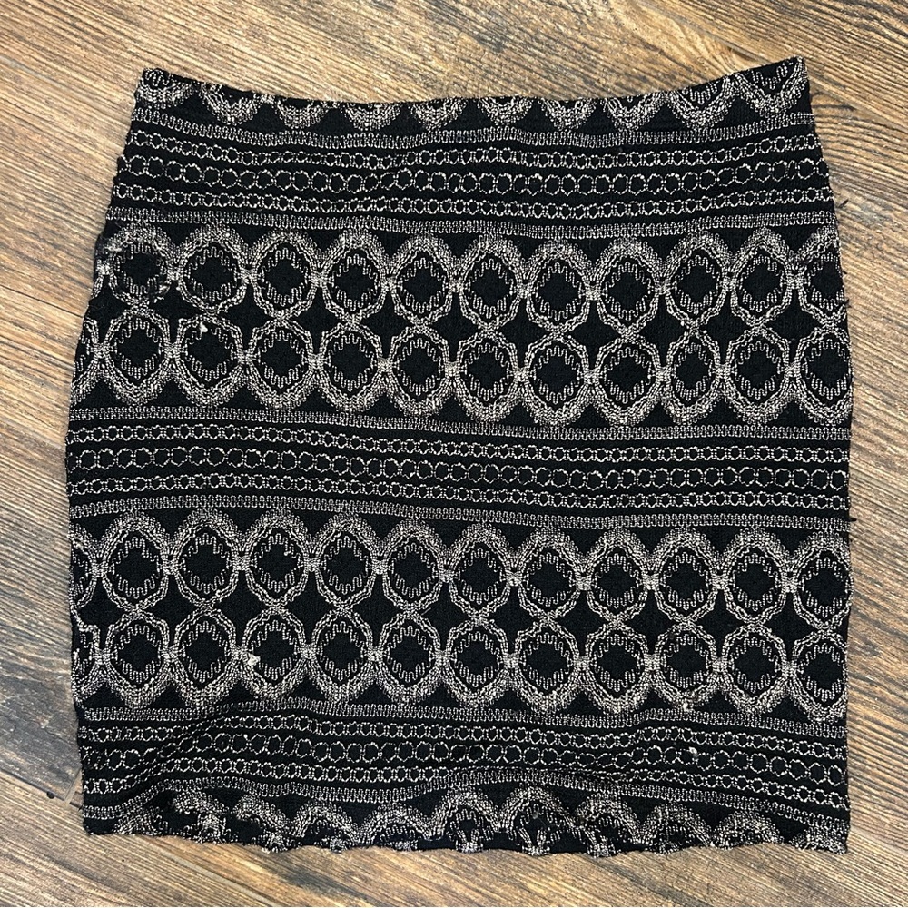 Vintage Att.B Black & Silver Metallic Mini Skirt / Tube Top – Size S